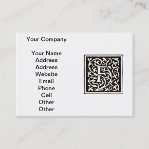 Cartão De Visita Vintage Monograma F Art Nouveau - Letra
