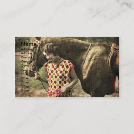 Cartão De Visita Vintage Mulher e Cavalo