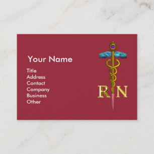 Cartão De Visita VINTAGE NURSE e Dourado Caduceus NR Emblem