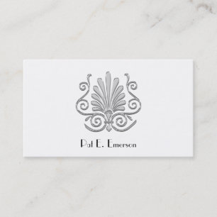 Cartão De Visita Vintage olha arte deco plume padrão #2 Silver BW