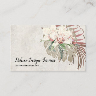 Cartão De Visita Vintage - Orquídea Floral Elegante - Arte Foliar