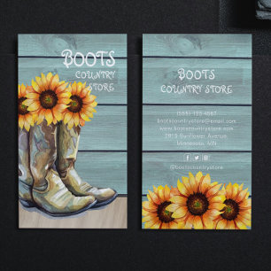 Cartão De Visita Vintage País Fazenda Rústica Girassol