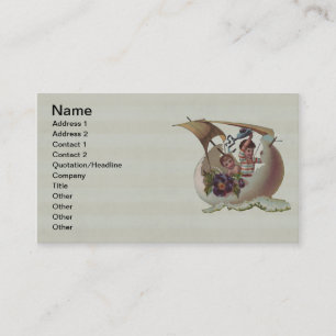 Cartão De Visita Vintage Páscoa Filhos Navegando