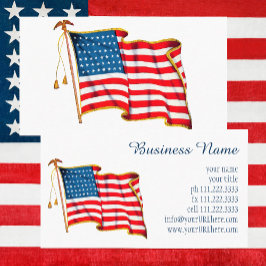 Cartão De Visita Vintage Patriotic American Flag, 4 de julho
