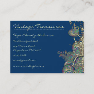 Cartão De Visita Vintage Peacock Paisleys Swirl Design