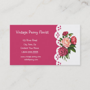 Cartão De Visita Vintage Peony Florist Compra Flor