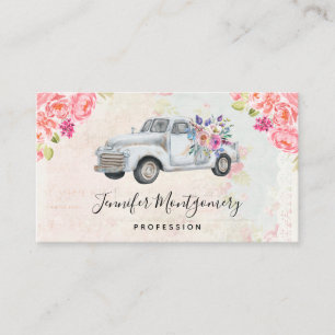 Cartão De Visita Vintage Pickup Truck Rustic Watercolor