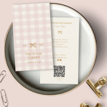 Vintage Pink Gingham Bakery QR Marketing Vertical