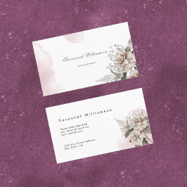 Cartão De Visita Vintage Pink Rose Personalizável