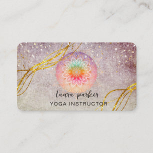Cartão De Visita Vintage Purple Mandala Dourada Meditação Holística