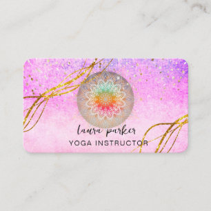 Cartão De Visita Vintage Purple Mandala Dourada Meditação Holística