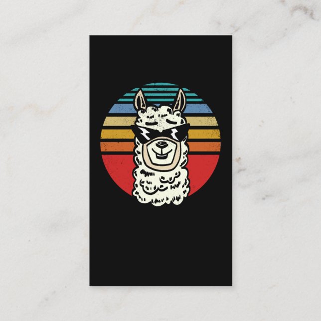 Cartão De Visita Vintage Retro Alpaca Llama (Frente)