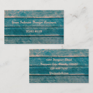 Cartão De Visita Vintage Rustic Country Teal Wood Texin