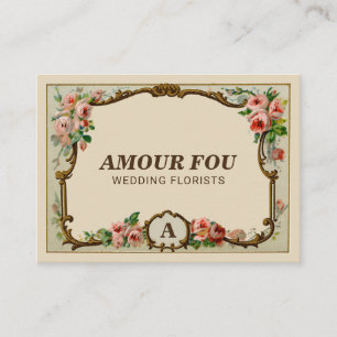 Cartão De Visita Vintage Rustic Floral Monogramas Florist