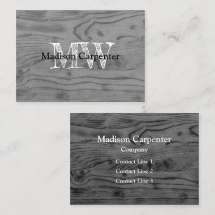 Cartão De Visita Vintage rústica cinza queimada Monograma de carpin