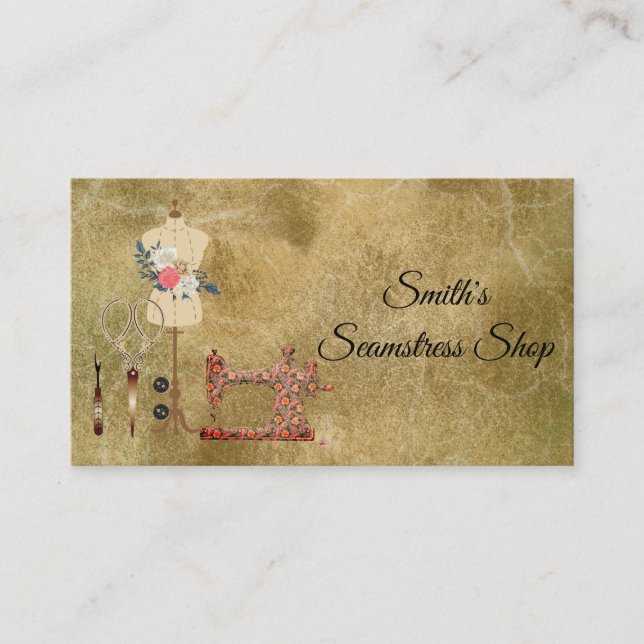 Cartão De Visita Vintage Seamstress (Frente)