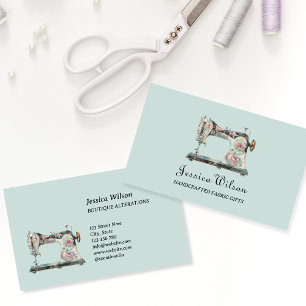 Cartão De Visita Vintage Sewing and Alterations Handmade Crafter