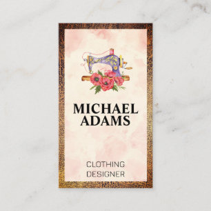 Cartão De Visita Vintage Sewing Machine Borda de Textura de Couro