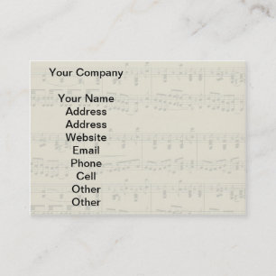 Cartão De Visita Vintage Sheet Music Score Black and White Notes