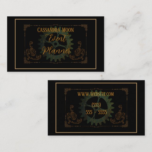 Cartão De Visita Vintage Steampunk Antiquado (Frente/Verso)