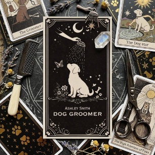 Cartão de Visita Vintage Tarot Boho Moon Dog Groom