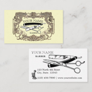 Cartão De Visita Vintage Victorian Era Steampunk Barber Modelo