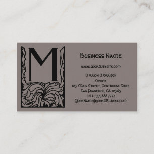 Cartão De Visita Vintage Victorian Monogramian Art Deco - Letra M