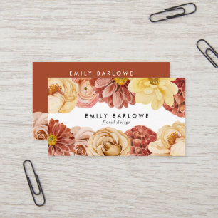 Cartão De Visita Vintage Warm Watercolor Floral
