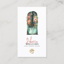 Cartão De Visita Vintage Watercolor, agente imobiliário da porta fr