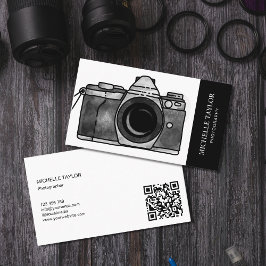 Cartão De Visita Vintage Watercolor Camera Photoshop Professional