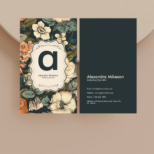 Cartão De Visita Vintage Watercolor Flowers Professional