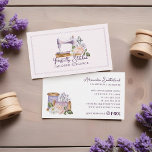 Cartão De Visita Vintage Watercolor, Torneira Floral<br><div class="desc">Faça uma primeira impressão inesquecível com a nossa elegante e trabalhada máquina de costura roxa de lavanda de coloração aquosa, pintada à mão. Nosso cartão de visita de máquina de costura roxa pintada manualmente com lavanda de de coloração d'água é mais do que uma forma de compartilhar suas informações de...</div>