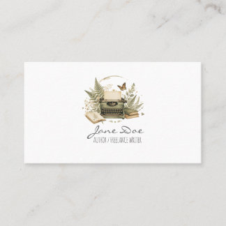 Cartão De Visita Vintage Watercolor Typewriter Author Business Card