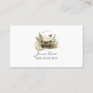 Cartão De Visita Vintage Watercolor Typewriter Author Business Card