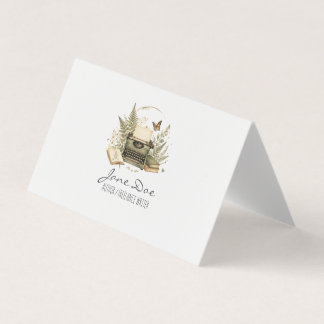 Cartão De Visita Vintage Watercolor Typewriter Author Business Card