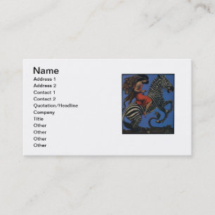 Cartão De Visita Vintage Zebra com Art Nouveau Woman Rider