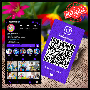 Cartão De Visita Violet Housekeeping Instagram Social QR 