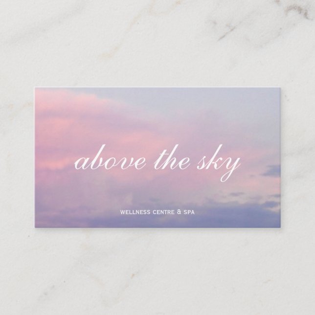 Cartão De Visita Violet pink clouds zen sunset sky photograph card (Frente)