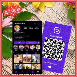 Cartão de Visita Violeta com QR Code para Instagra