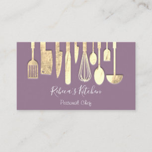 Cartão De Visita Violeta de restauração do Chef Pessoal do cozinh