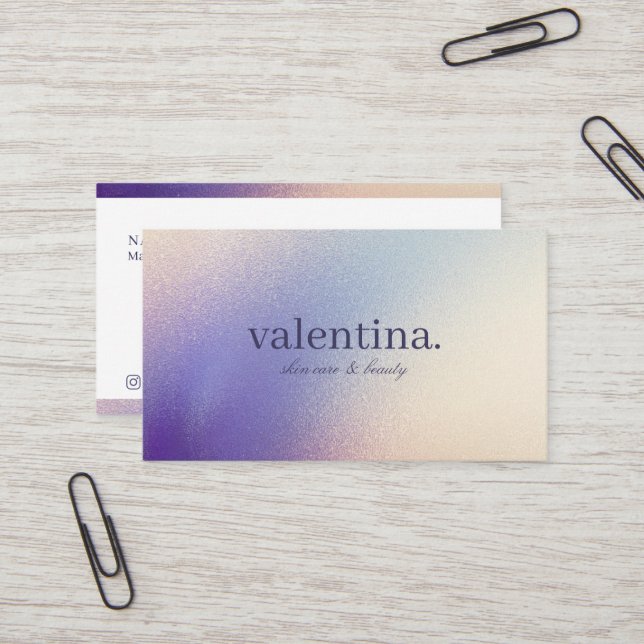 Cartão De Visita Violeta Elegante e Champanhe - Maquiagem de Beleza (Frente/Verso In Situ)