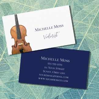Cartão De Visita Violin Classic Music Elegant Blue