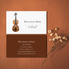 Cartão De Visita Violin Classic Music Elegant Burgundy