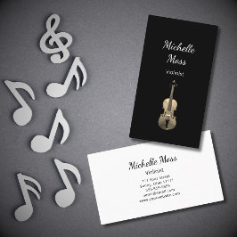 Cartão De Visita Violin Performer Classical Music Black White