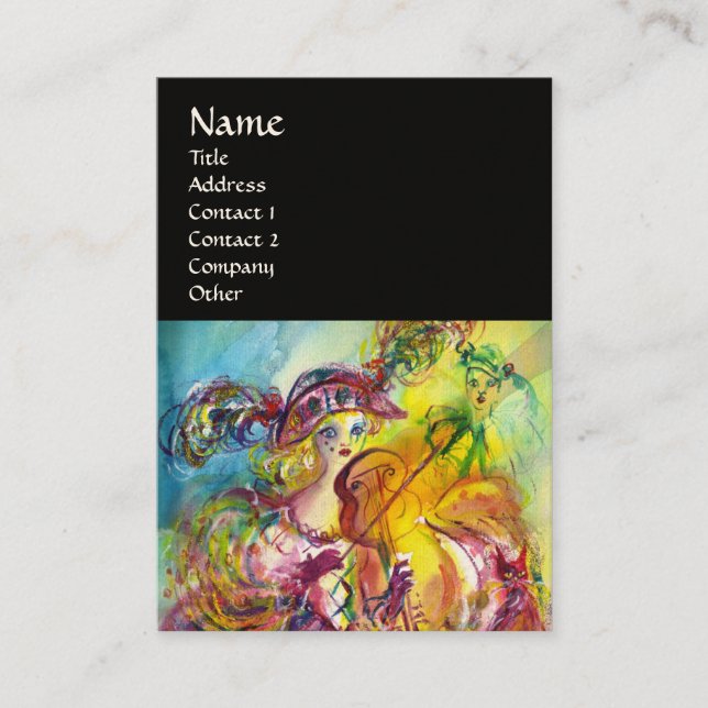 Cartão De Visita VIOLINISTA ARLECCHINA, Violino, Música, Artista de (Frente)