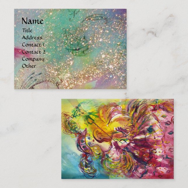 Cartão De Visita VIOLINISTA ARLECCHINA, Violino, Música, Artista de (Frente/Verso)