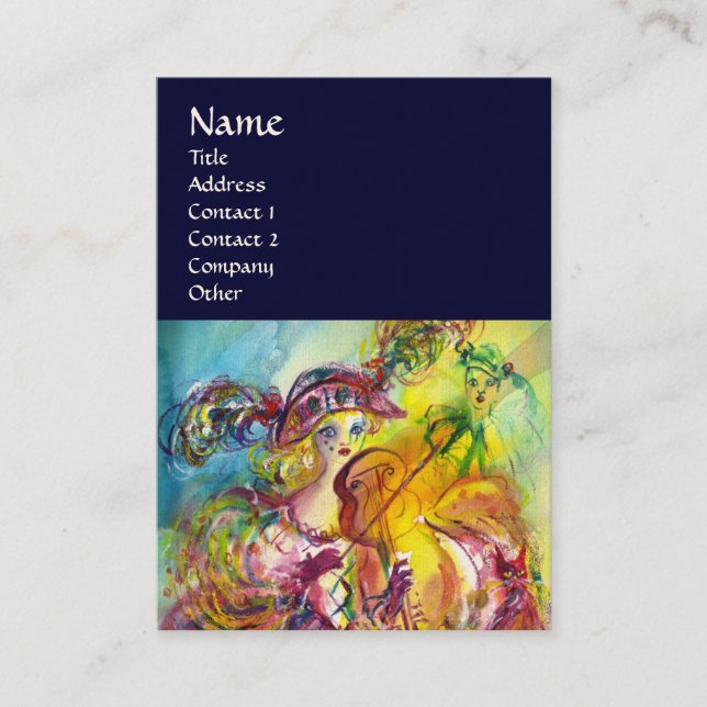 Cartão De Visita VIOLINISTA ARLECCHINA, Violino, Música, Artista de (Frente)