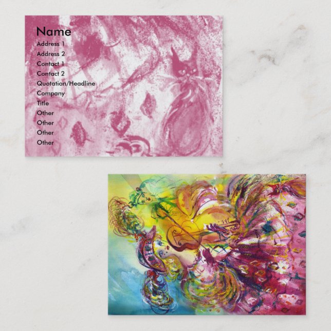 Cartão De Visita VIOLINISTA ARLECCHINA, Violino, Música, Artista de (Frente/Verso)