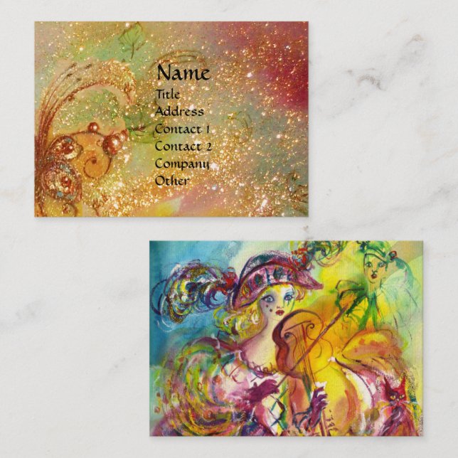 Cartão De Visita VIOLINISTA ARLECCHINA, Violino, Música, Artista de (Frente/Verso)