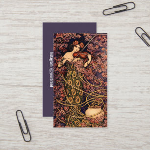 Cartão De Visita Violinista Art Nouveau entre Flores – Floral Vinta